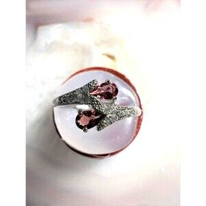 Beautiful Genuine Garnet Bypass Ring - Adjustable